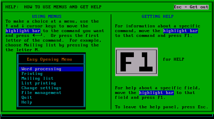 WordStar COLT - Help